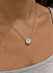 Round Lab Grown Diamond Necklace, 1 ctw, 2 ctw, 3 ctw Diamond Necklace, Large Solitaire Diamond, Everyday Classic, 10K, 14K, Livia