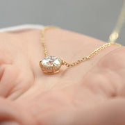 Round Lab Grown Diamond Necklace, 1 ctw, 2 ctw, 3 ctw Diamond Necklace, Large Solitaire Diamond, Everyday Classic 14K, Livia