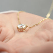 Round Lab Grown Diamond Necklace, 1 ctw, 2 ctw, 3 ctw Diamond Necklace, Large Solitaire Diamond, Everyday Classic, 10K, 14K, Livia