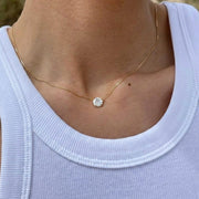 Round Lab Grown Diamond Necklace, 1 ctw, 2 ctw, 3 ctw Diamond Necklace, Large Solitaire Diamond, Everyday Classic, 10K, 14K, Livia