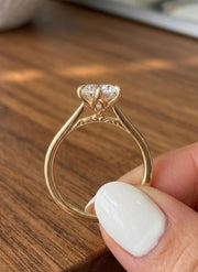 2.5 Carat Pear Cut F VS1 Lab Grown Diamond 2 MM Solitaire Ring / Tulip Set 6 Prong 14k Gold Pear Shaped Engagement Ring / HUGE Diamond