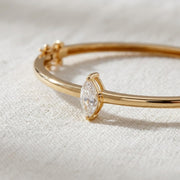 14K Gold Bangle: 0.70 Carat Marquise Lab Grown Diamond Bracelet