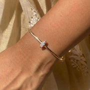 14K Gold Bangle: 0.70 Carat Marquise Lab Grown Diamond Bracelet