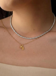 Tennis Necklace/ Diamond Tennis Necklace / 14k Gold Prong Set Diamond Tennis Necklace/ Multistone Diamond Layering Necklace
