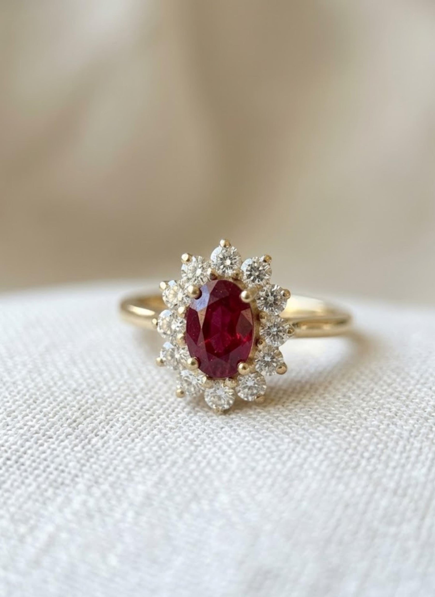 Royal Ruby Ring, Inspired by Princess Diana, comes with golden coin of Prince Charles and Princess Diana, Ruby and Diamond Ring