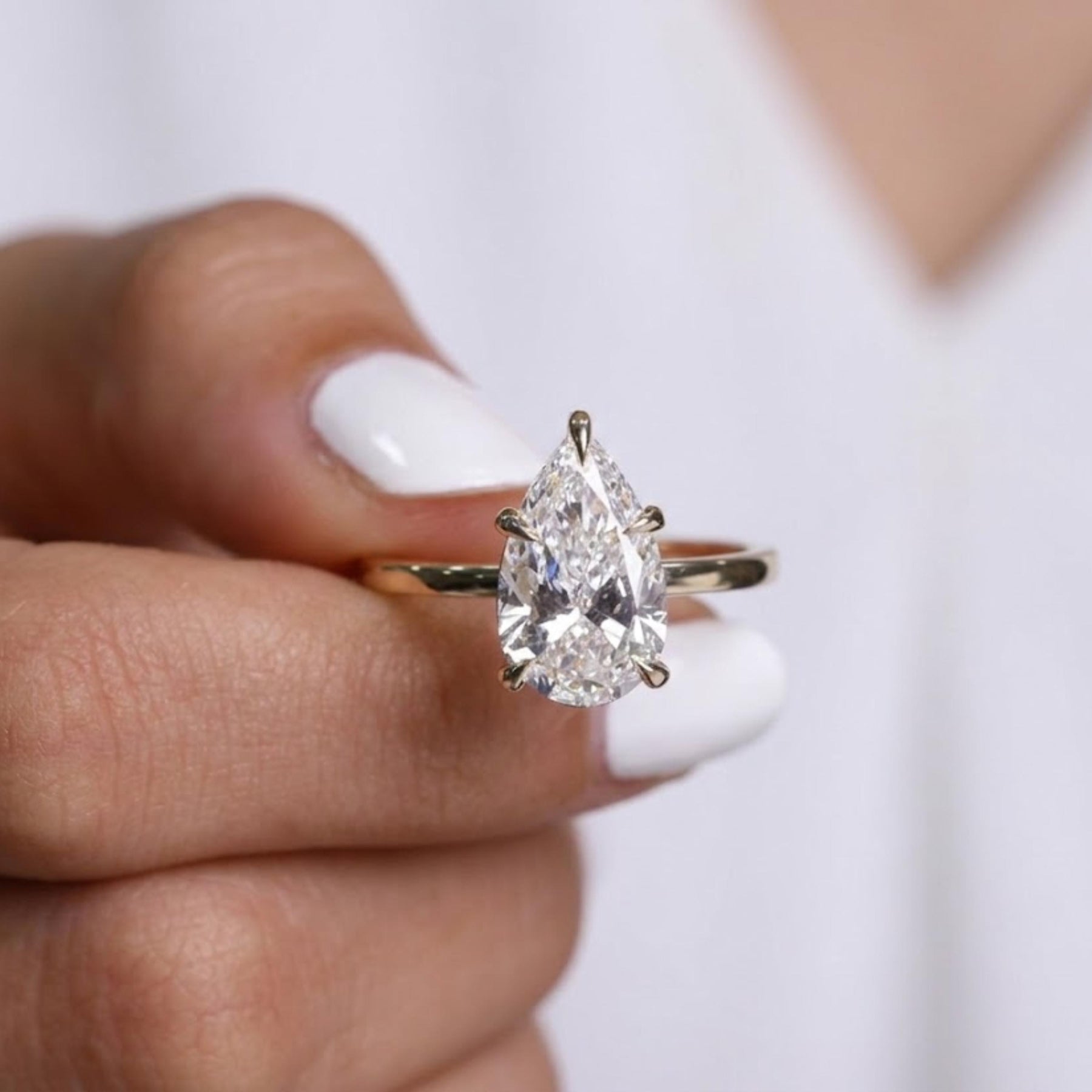 2 Carat Pear Cut Lab Grown Diamond Solitaire Engagement Ring / 14k Yellow Gold / IGI Certified F Color VS1 Clarity
