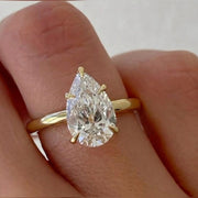2 Carat Pear Cut Lab Grown Diamond Solitaire Engagement Ring / 14k Yellow Gold / IGI Certified F Color VS1 Clarity