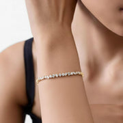 Lab Grown Diamond  Bangle Bracelet for Women, Mix Cut Diamond  Bangle Bracelet For Wedding, Multi Shape Solid Gold Diamond Bracelet