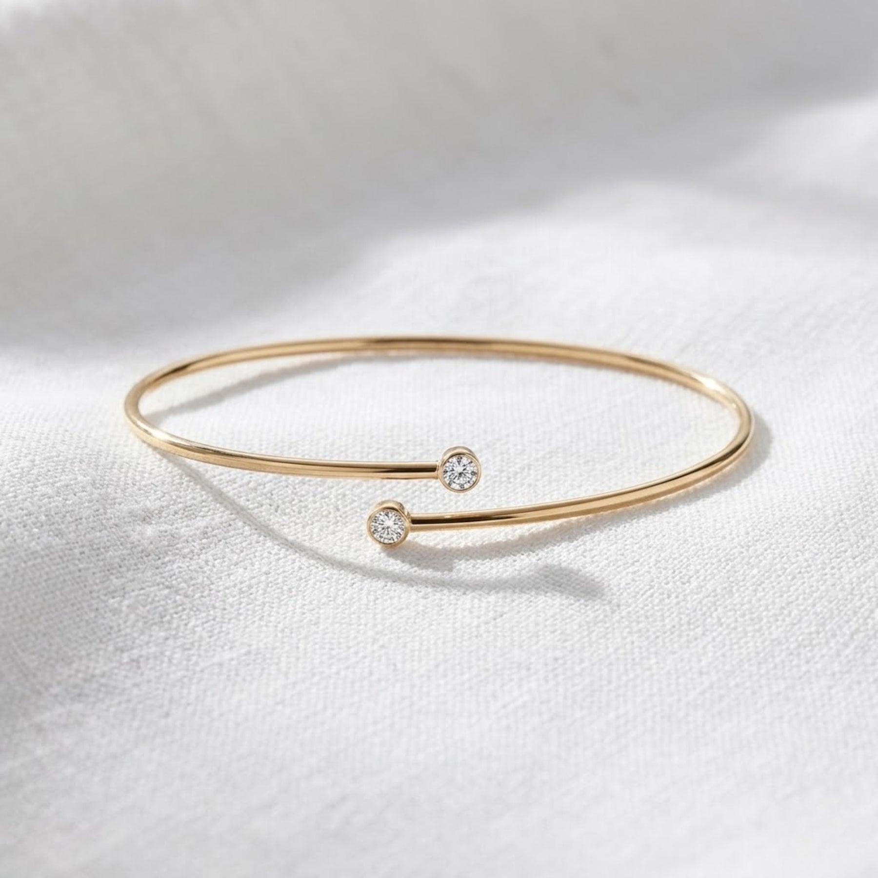 2 mm Silver Bangle Bracelet for Women, Round Cut Diamond Bracelet Bangle, Silver Bracelet, Diamond Bangle Bracelet, Gift For Her