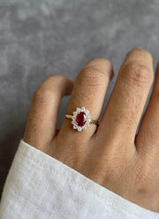 Royal Ruby Ring, Inspired by Princess Diana, comes with golden coin of Prince Charles and Princess Diana, Ruby and Diamond Ring