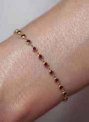 The Valentina Multi-Stone Bezel-Set Ruby Tennis Bracelet in 10K or 14K Solid Gold