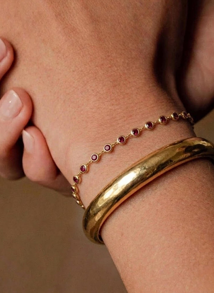 The Valentina Multi-Stone Bezel-Set Ruby Tennis Bracelet in 10K or 14K Solid Gold