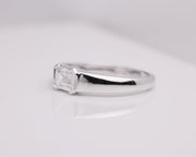 Emerald Half Bezel Lab Grown Diamond Engagement Ring, 1 CT, Lab Created, Wedding Ring, Anniversary Gift, Solitaire Diamond Ring for her