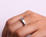 Emerald Half Bezel Lab Grown Diamond Engagement Ring, 1 CT, Lab Created, Wedding Ring, Anniversary Gift, Solitaire Diamond Ring for her