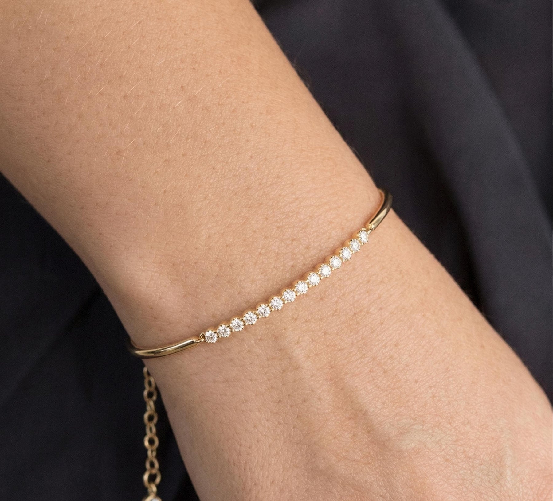 The Verena Minimalist Lab-Grown Diamond Bar Bangle in 10K or 14K Solid Gold