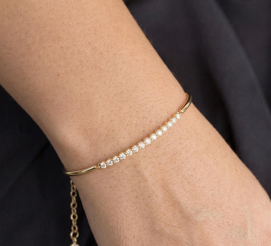The Verena Minimalist Lab-Grown Diamond Bar Bangle in 10K or 14K Solid Gold