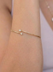 2 mm Silver Bangle Bracelet for Women, Round Cut Diamond Bracelet Bangle, Silver Bracelet, Diamond Bangle Bracelet, Gift For Her
