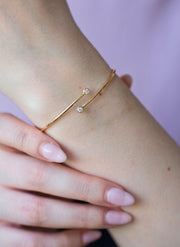 2 mm Silver Bangle Bracelet for Women, Round Cut Diamond Bracelet Bangle, Silver Bracelet, Diamond Bangle Bracelet, Gift For Her