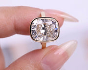 7 Carat Elongated Cushion F VS1 Lab Grown Diamond Bezel Set Ring / Delicate Engagement Ring / Elongated Diamond Art Deco Design