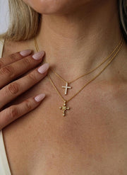 The Devotion Lab-Grown Diamond Cross Pendant Necklace in 10K or 14K Solid Gold