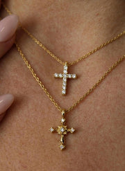 The Devotion Lab-Grown Diamond Cross Pendant Necklace in 10K or 14K Solid Gold