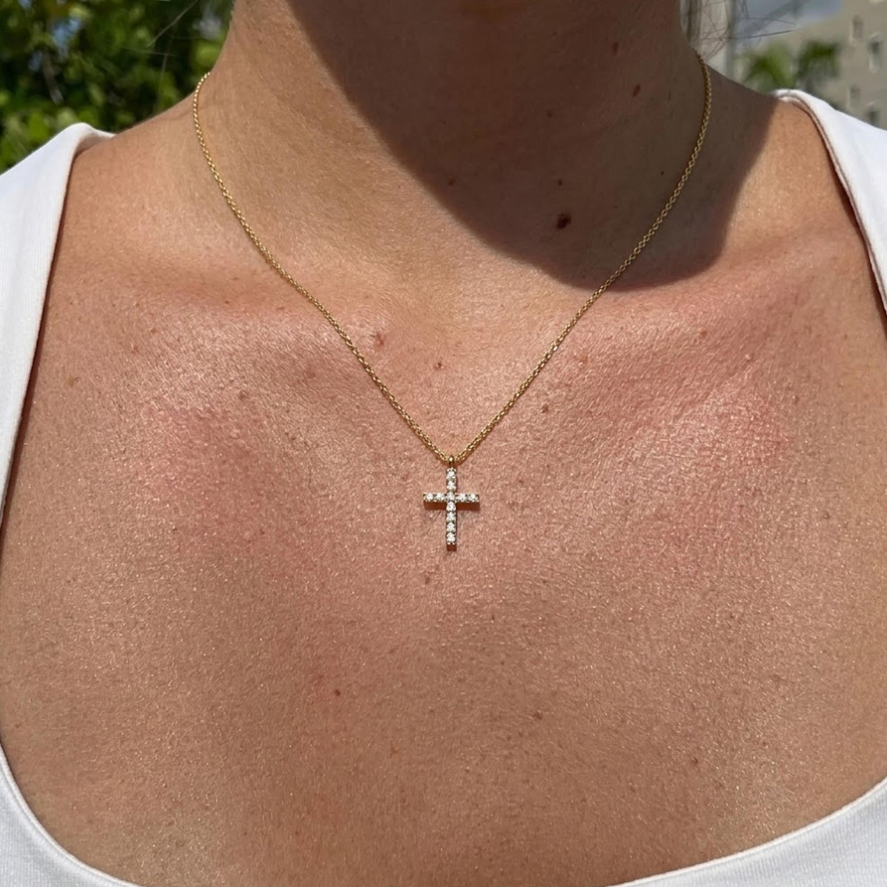 The Devotion Lab-Grown Diamond Cross Pendant Necklace in 10K or 14K Solid Gold