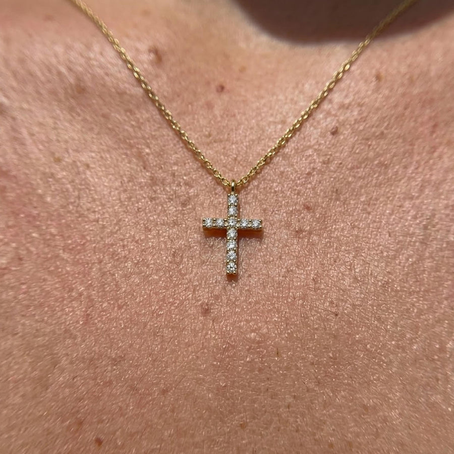 The Devotion Lab-Grown Diamond Cross Pendant Necklace in 10K or 14K Solid Gold