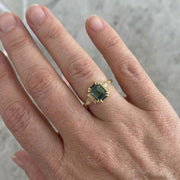 14K Solid Gold Emerald Ring with Diamond Accents, Minimal Fine Jewelry, Handcrafted Elegant Green Stone Ring for Everyday Luxury Wear