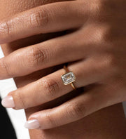 2 Carat Engagement Ring / Holiday Gift For Her / IGI Certified Emerald Cut Lab Grown Diamond / Solitaire Bezel Ring / 14k Yellow Gold