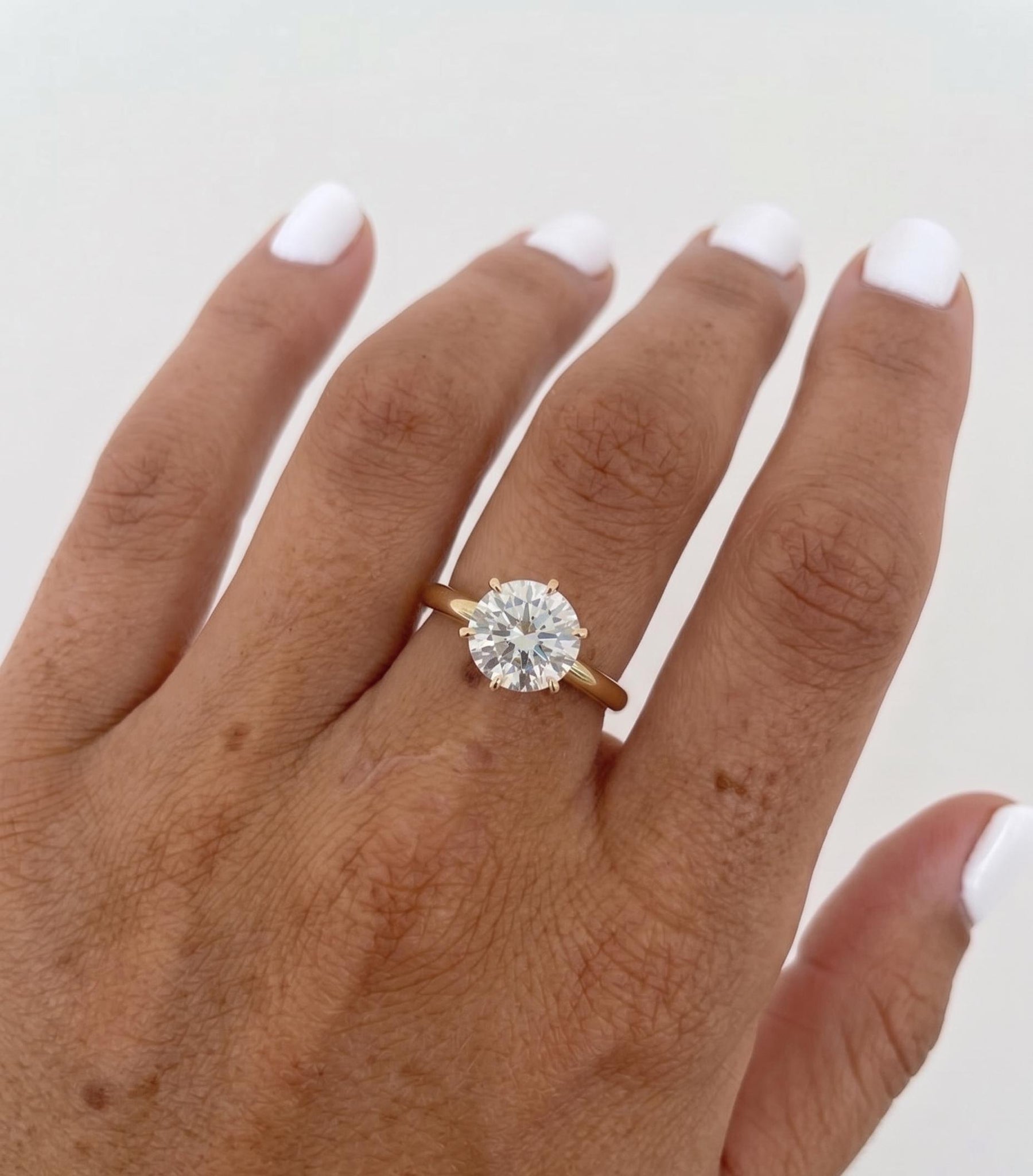 The Lucienne 2-Carat Round-Cut Lab-Grown Diamond Six-Prong Solitaire Engagement Ring in 10K or 14K Solid Gold