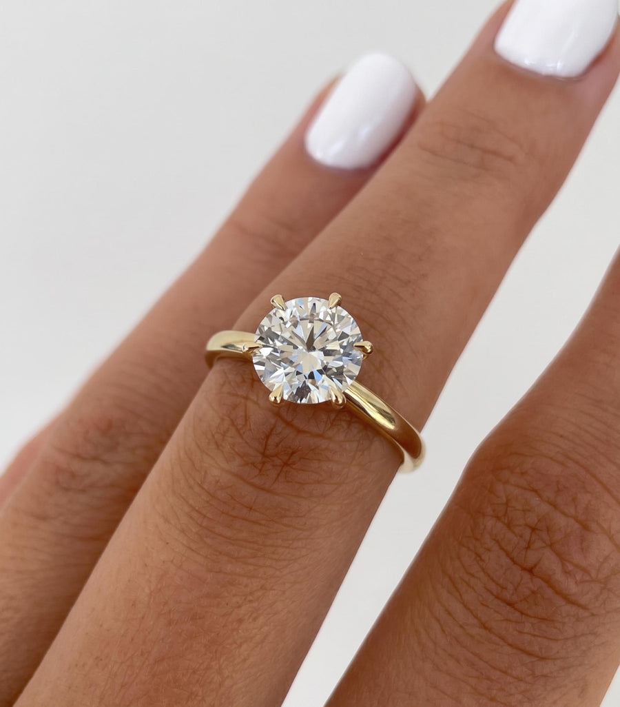 The Lucienne 2-Carat Round-Cut Lab-Grown Diamond Six-Prong Solitaire Engagement Ring in 10K or 14K Solid Gold
