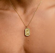 Zodiac Pendant Necklace 14K Gold Lab Grown Diamond  | Astrology Necklace | Zodiac Sign Necklace | Horoscope Charm Necklace with Diamond