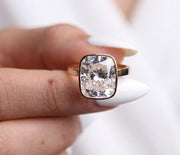 7.08 Carat Elongated Cushion F VS1 Lab Grown Diamond Bezel Set Ring / Delicate Engagement Ring / Elongated Diamond Art Deco Design