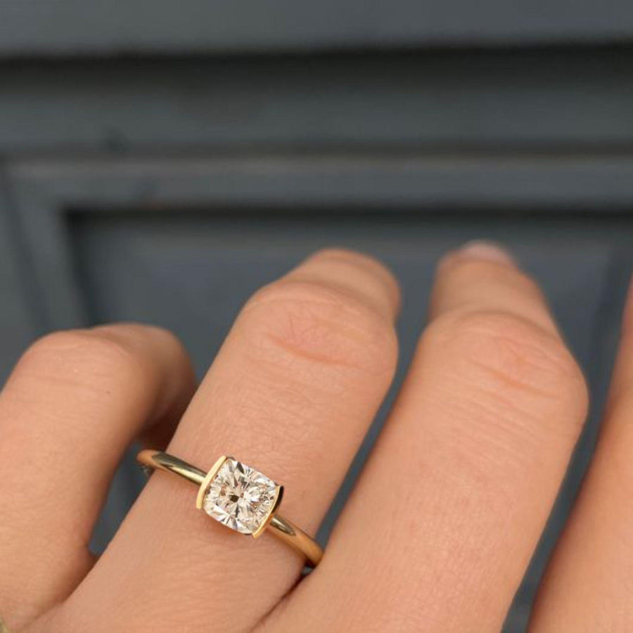 The Lucera 2-Carat Crushed-Ice Cushion-Cut Lab-Grown Diamond Solitaire Engagement Ring in 10K or 14K Solid Gold