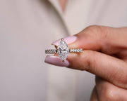 Marquise Diamond Engagement Ring Genuine Lab Grown Diamond Anniversary Ring Unique Proposal Ring for Her Silver Pave Setting Ring Gift .