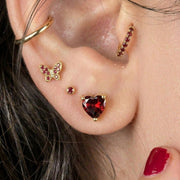 Heart Diamond Earrings for Women, 2 ct Red Garnet Stud Earrings, Anniversary Gifts, 925 Sterling Silver, Heart Shaped Earring