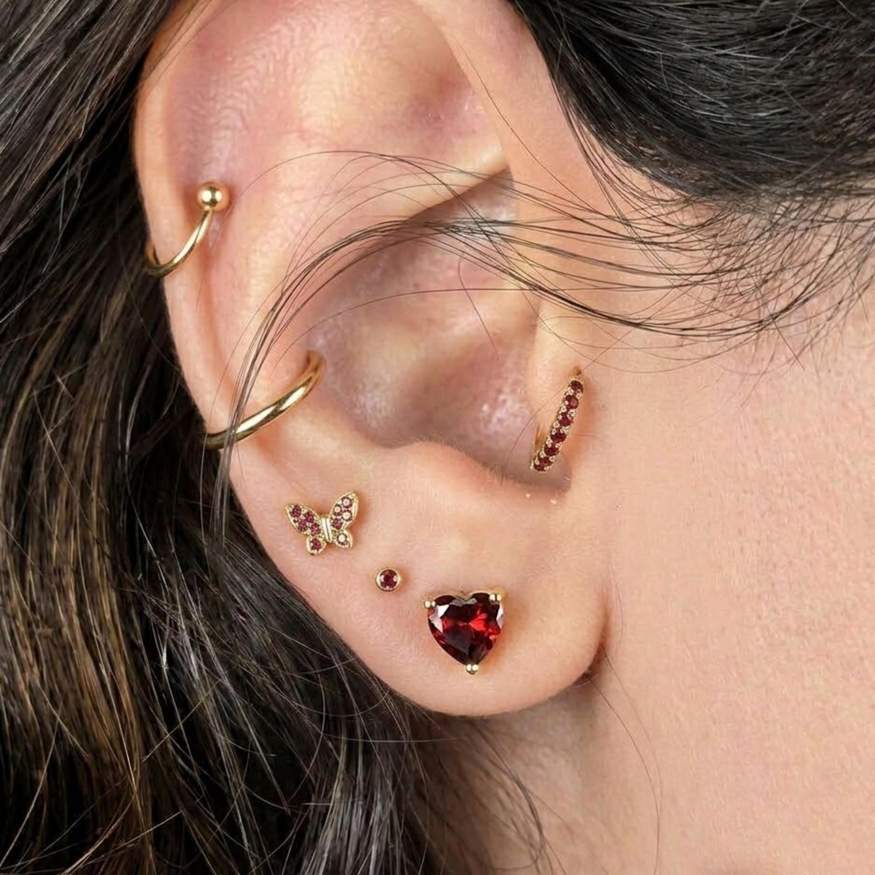 Heart Diamond Earrings for Women, 2 ct Red Garnet Stud Earrings, Anniversary Gifts, 925 Sterling Silver, Heart Shaped Earring