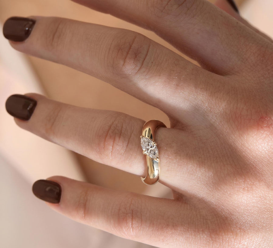 The Horizon 0.50-Carat East-West Marquise-Cut Lab-Grown Diamond Solitaire Ring in 10K or 14K Solid Gold