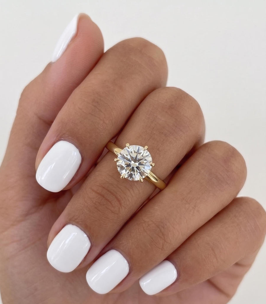 The Lucienne 2-Carat Round-Cut Lab-Grown Diamond Six-Prong Solitaire Engagement Ring in 10K or 14K Solid Gold