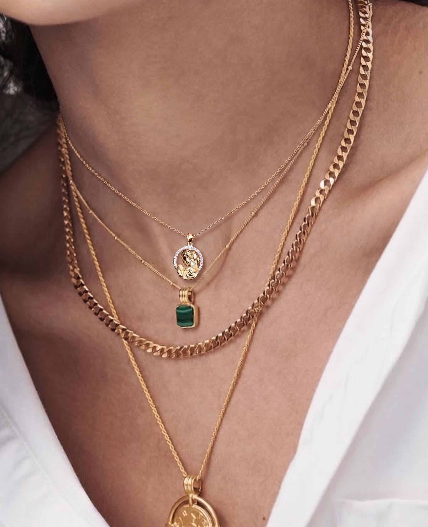 Round Lab Grown Diamond Pendant / 14K Solid Gold Pendant with Chain / F-VS1 Diamond Mom Necklace / Motherday Gift For Her