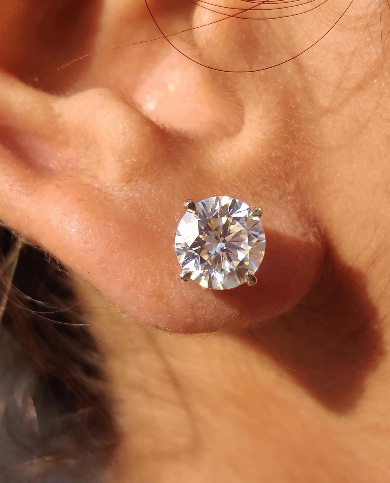 Round Diamond Earrings, Lab Grown Diamond Stud Earrings, Solitare Studs 14K Gold Earrings, Statement Earrings, Wedding Earrings Gift For Her