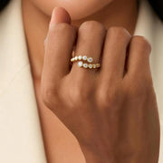 14k Gold Diamond Statement Ring, 0.35 ctw Diamond Bypass Bezel Setting Ring, Cross Over Open Bezel Set Handmade Ring, Birthday Gift