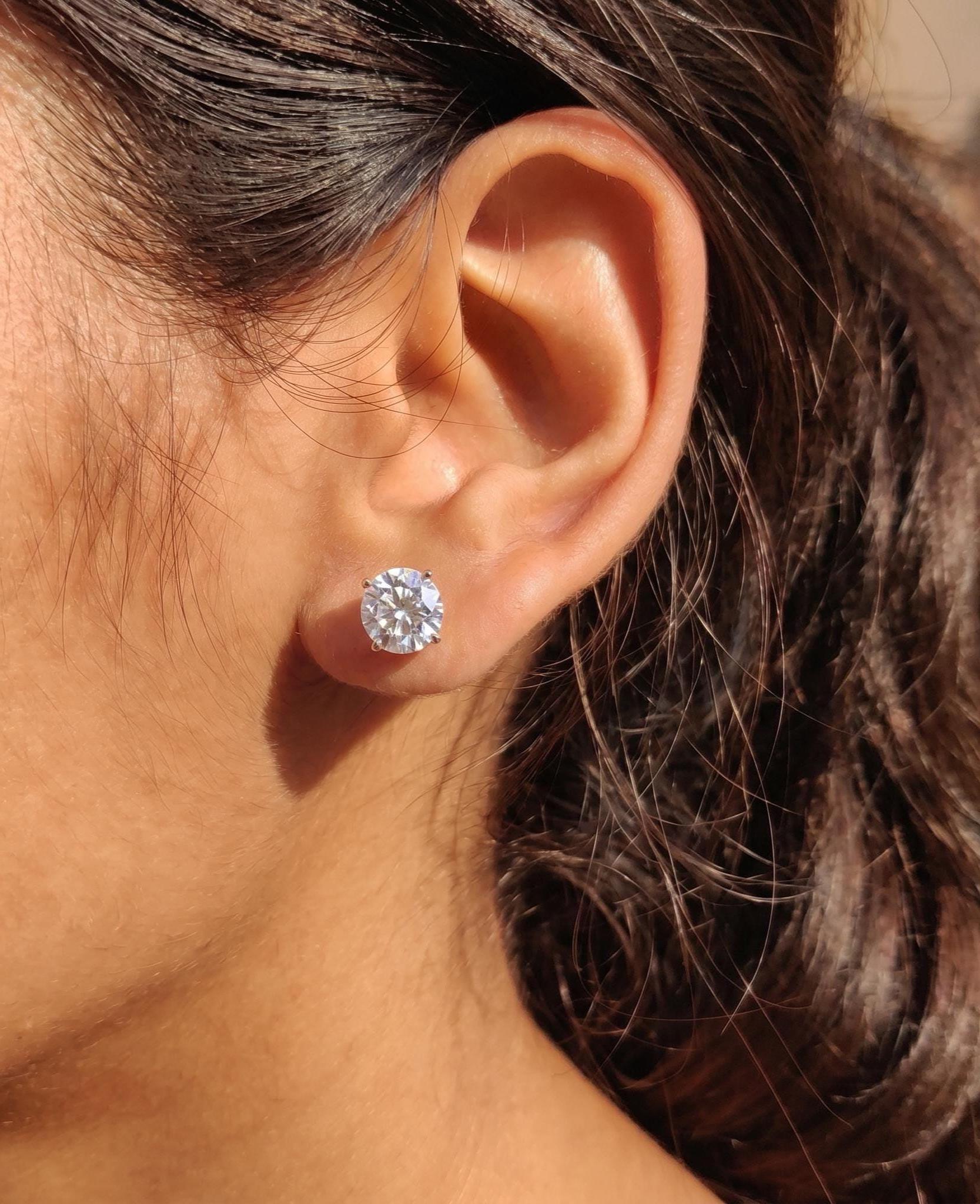 Round Diamond Earrings, Lab Grown Diamond Stud Earrings, Solitare Studs 14K Gold Earrings, Statement Earrings, Wedding Earrings Gift For Her