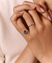 2 CT Blue Oval Cut Lab Engagement Ring, 14K Solid Gold Bezel Ring, Solitaire Ring, Three Stone Ring, Proposal Ring, Promise Ring