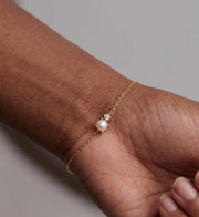 Freshwater Pearl with Diamond Bead Bracelet, Bridal Diamond Bracelets, Silver Women Bracelet, Bridesmaids Gifts, Wedding Gifts for Her